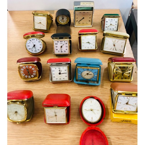 15 - Selection 16 travel clocks, all untested