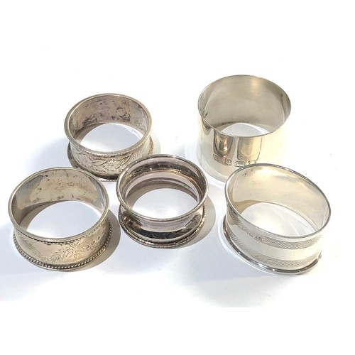 32 - 5 vintage silver napkin rings weight 90g