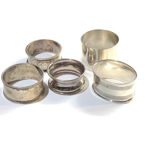32 - 5 vintage silver napkin rings weight 90g