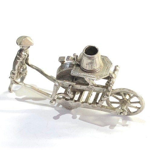 6 - Dutch silver miniature man pushing cart dutch silver sword hallmarks