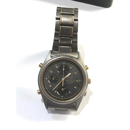 SEIKO 7T32 - 6J20 SQ100 Chronograph, Titanium gents Quartz wristwatch not  working possibly needs new