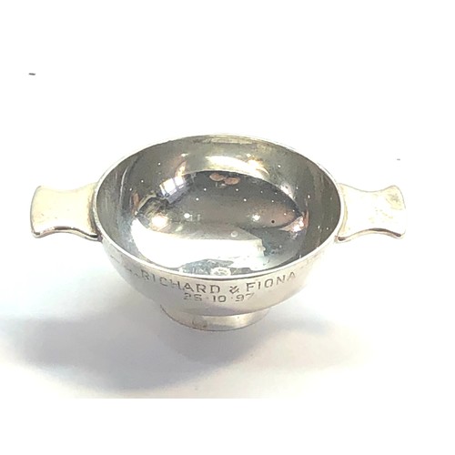 60 - Miniature silver wine taster bowl Exeter silver hallmarks makers mark H&I measures approx 7.8cm by 5... 