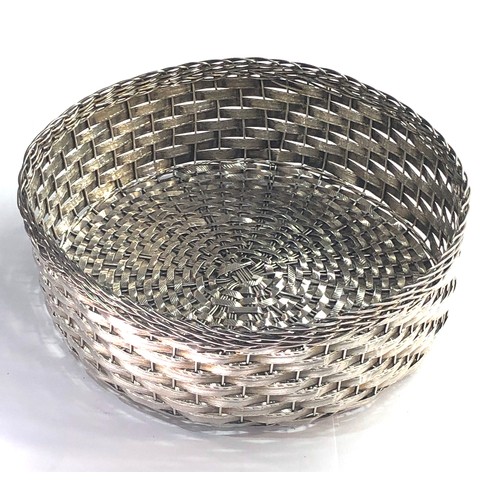 59 - Italian silver woven basket hallmarked 925 italia sacchi-firenze measures approx 16cm dia height5.3c... 