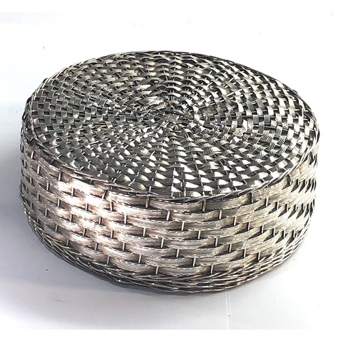 59 - Italian silver woven basket hallmarked 925 italia sacchi-firenze measures approx 16cm dia height5.3c... 