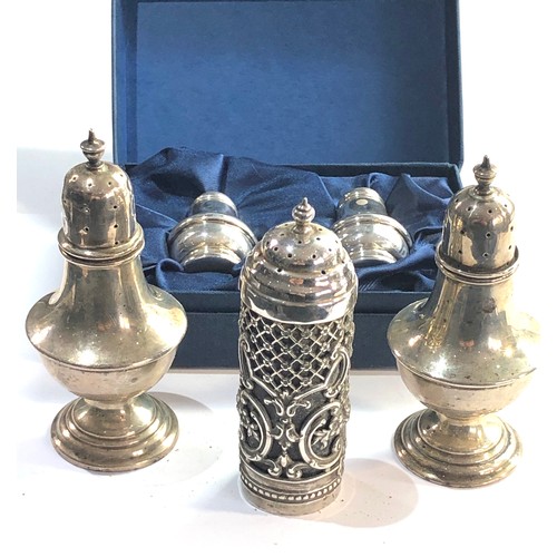 49 - Selection of silver salts /peppers includes small boxed salt and pepper