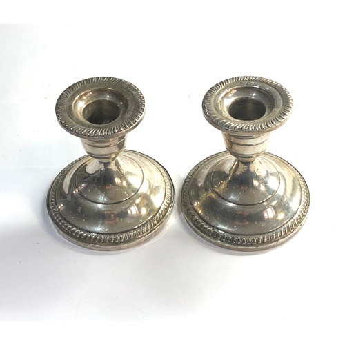 30 - Pair of silver squat candlesticks  weighted