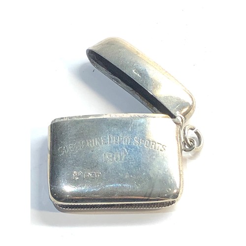 46 - Antique silver vesta / match striker engraved on front submarine depot sports 1907