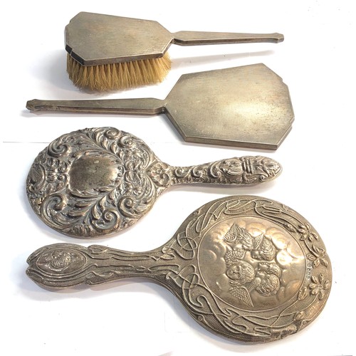 4 - Antique silver mirrors and brushes