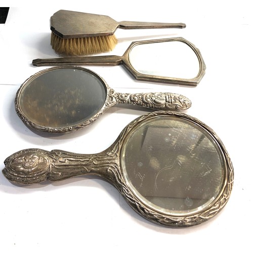 4 - Antique silver mirrors and brushes