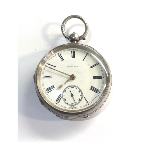 308 - Antique Waltham Mass silver open face pocket watch watch winds and ticks but no warranty given