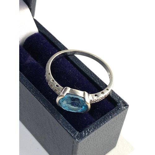 179 - 9ct white gold blue gem set and diamond ring weight 1.9g