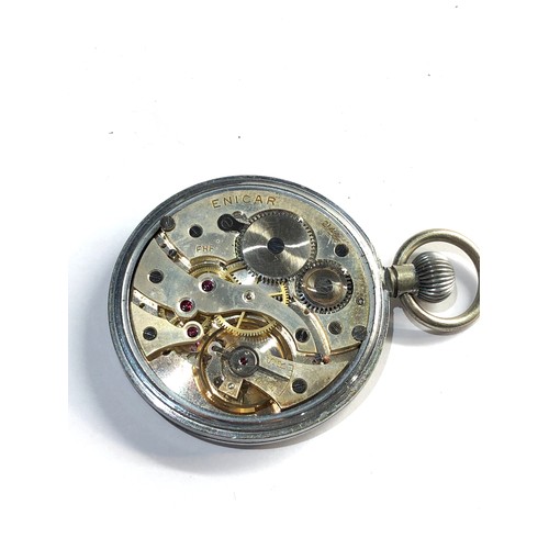 289 - Vintage Enicar military pocket watch GS/TP XX P6455  watch in good overall condition missing second ... 