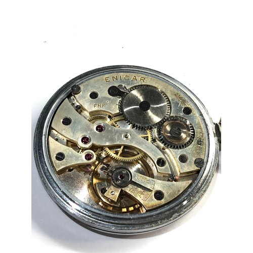 289 - Vintage Enicar military pocket watch GS/TP XX P6455  watch in good overall condition missing second ... 