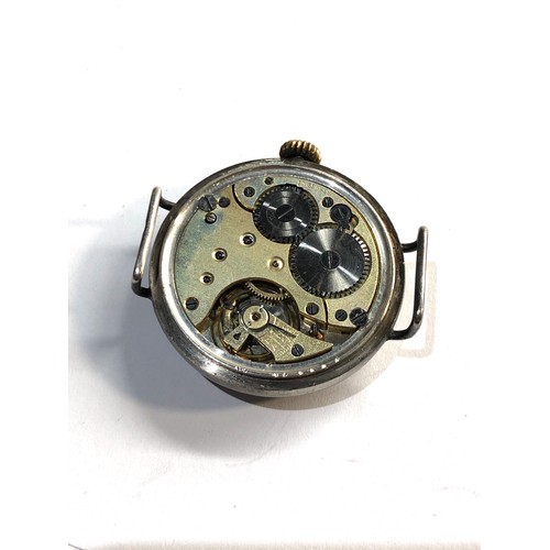 249 - ww1 military trench style silver wristwatch screw back   case measures approx 35mm dia not including... 