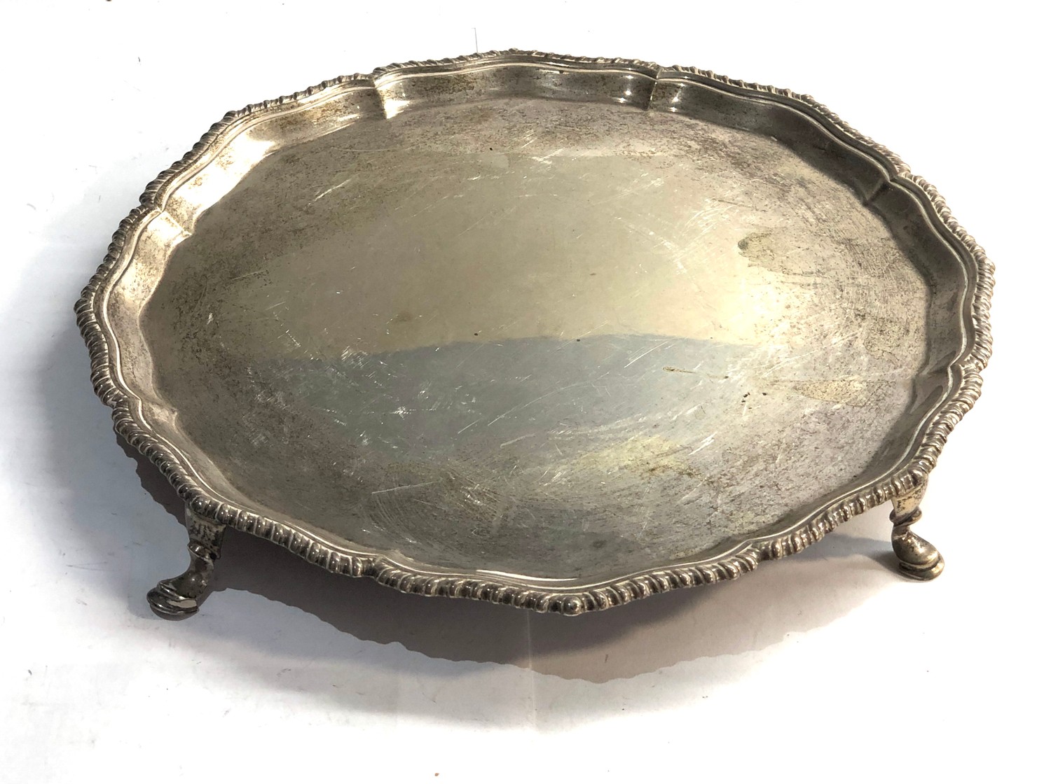 Harrods silver salver tray london silver hallmarks weight 540g
