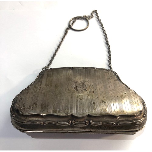 79 - Antique silver purse fitted interior Birmingham silver hallmarks engraved