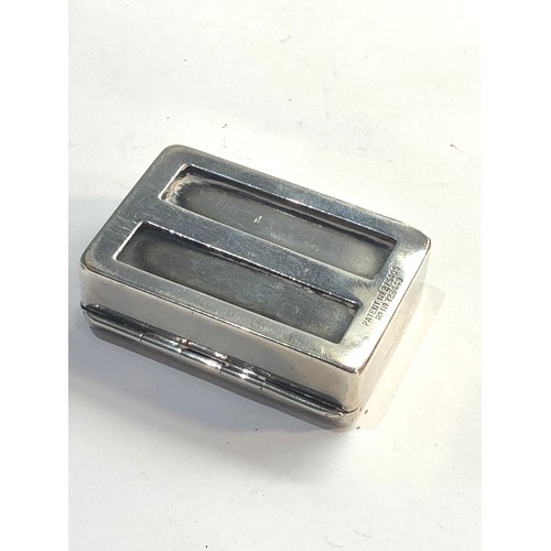 74 - Victorian sampson morden silver box measures approx 62mm by 45mm 20mm deep 2 frame compartments on u... 