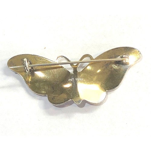 202 - vintage Scandinavian silver and enamel butterfly brooch measures approx 51mm wide