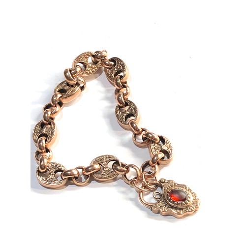 204 - Fancy link 9ct rose gold padlock bracelet weight 20g