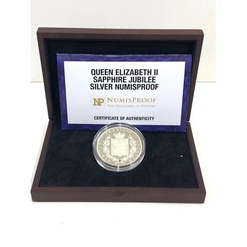 312 - Elizabeth 11 sapphire jubilee silver numisproof 2 ounce  proof coin boxed coa