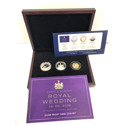 314 - 2018 Harry and Meghan royal wedding silver proof three coin set