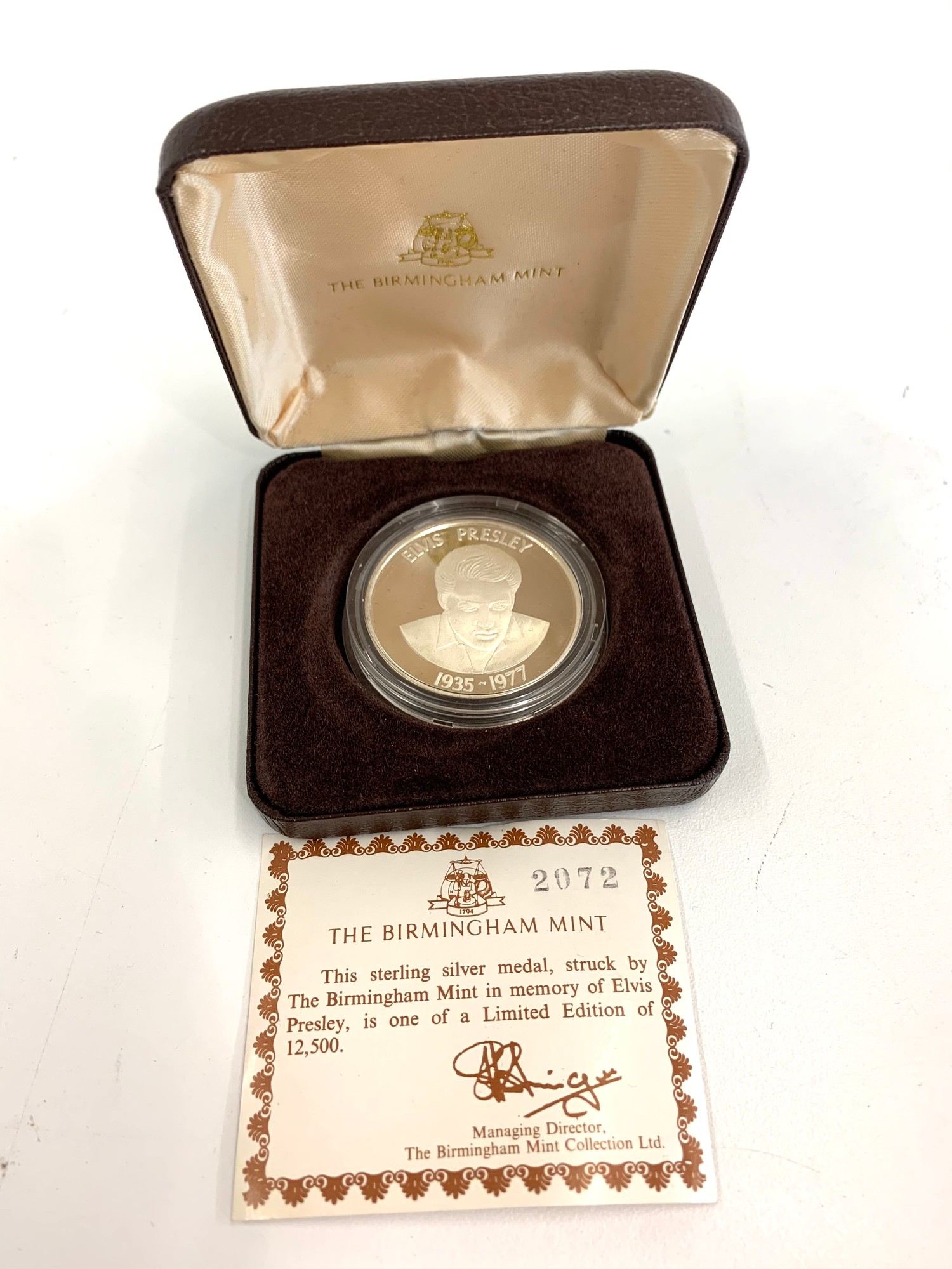 The Birmingham mint limited edition Elvis Presley memorial coin