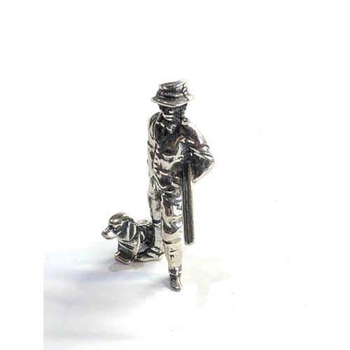 115 - Vintage dutch silver miniature man hunting with dog dutch silver sword hallmarks