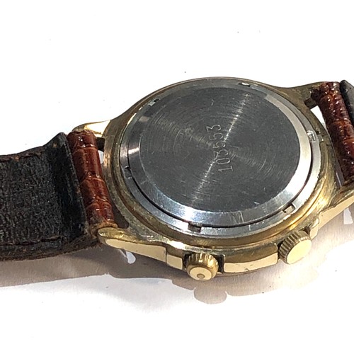 269 - Vintage sekonda alarm gents wristwatch 18 Jewels military style black dial Swiss winds and ticks but... 