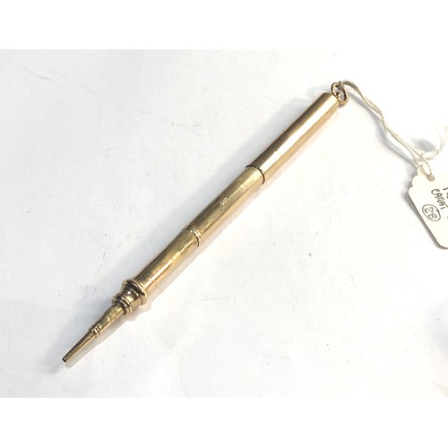 185 - 9ct gold extending sampson morden pencil measures approx 6.7cm and 15cm when extended hallmarks worn... 