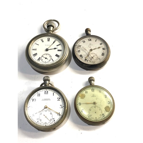 294 - 4 antique pocket watches includes omega and elgin spares or repair