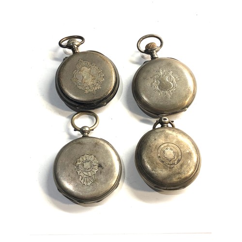 299 - 4 antique silver pocket watches spares or repair