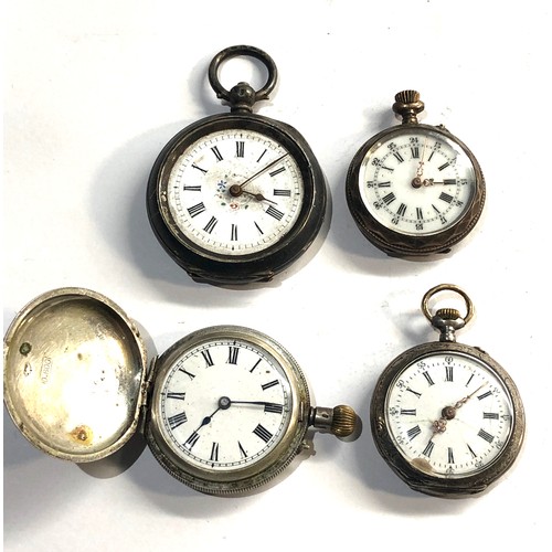 301 - 4 antique silver fob pocket watches spares or repair