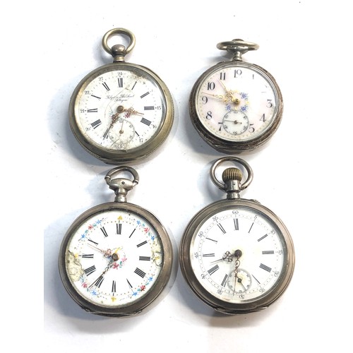 304 - 4 antique silver pocket watches spares or repair