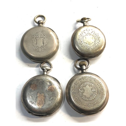 304 - 4 antique silver pocket watches spares or repair