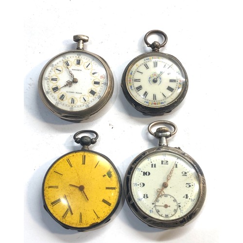 305 - 4 antique silver pocket watches spares or repair