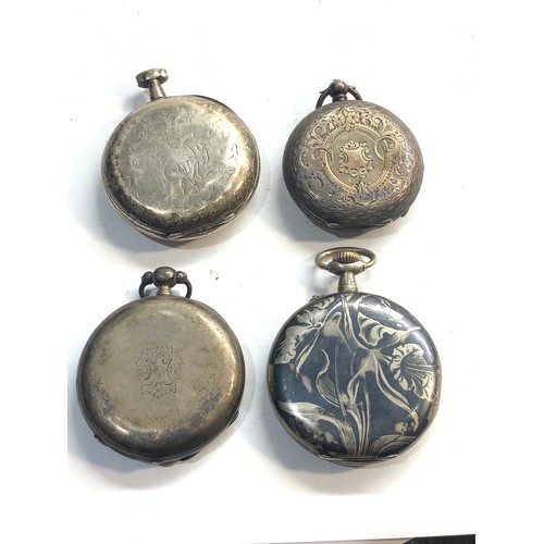 305 - 4 antique silver pocket watches spares or repair