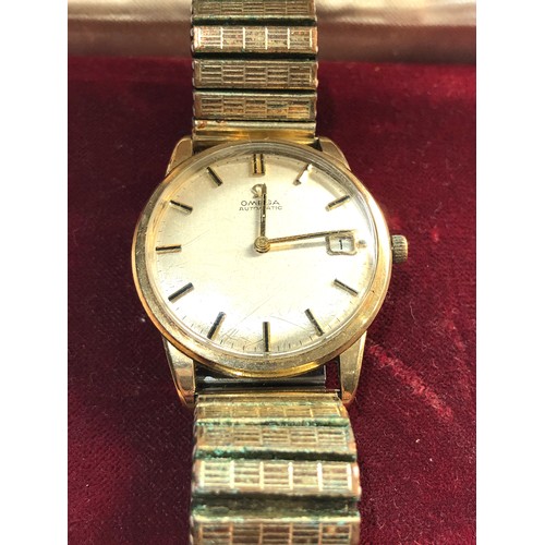 286 - Vintage 9ct gold Omega automatic gents wristwatch in non working order, crown not original Omega, bo... 