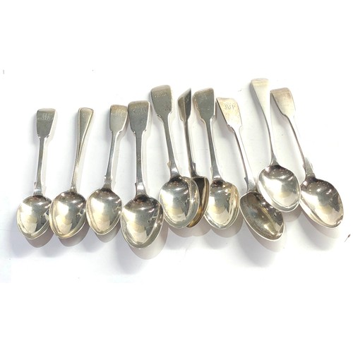 2 - 10 Antique silver tea spoons by George Adams weight 205g