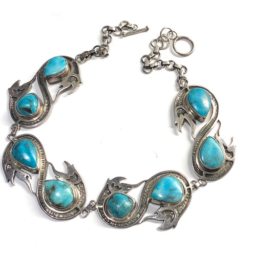 127 - Vintage silver and turquoise set necklace