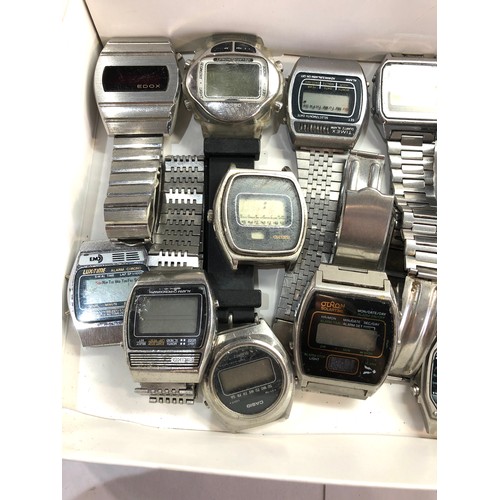 260 - Box of vintage digital wristwatches pocket spares repair or parts