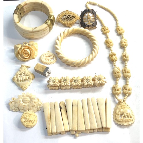 180 - Selection of bone/ ivory jewellery