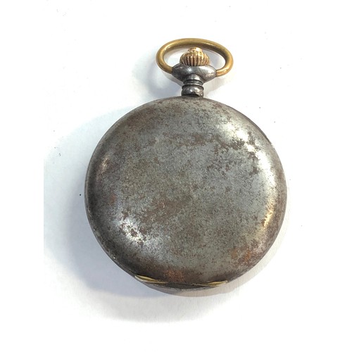 266 - Antique gun metal centre second chronograph pocket watch the watch winds and ticks but centre second... 