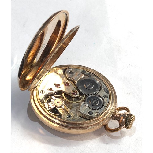 269 - Antique gold plated Minerva pocket watch good clean watch winds and ticks 10 year guaranteed case bu... 