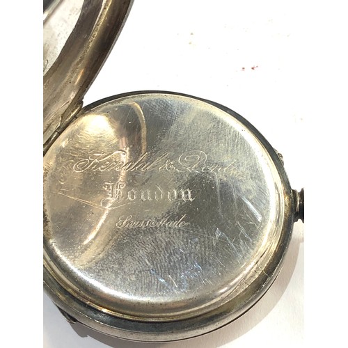 271 - Antique silver pocket watch Kendal & Dent London winds and ticks but no warranty given