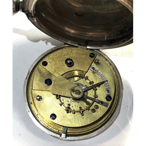 272 - Antique Rotherhams full hunter silver pocket watch  will tick if shaken but stops missing hand and g... 