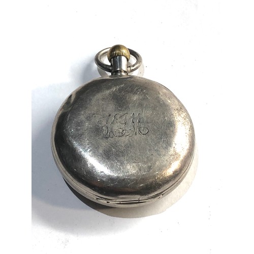 274 - Antique chrono micrometer silver pocket watch fully wound will tick but stops and no warranty given ... 