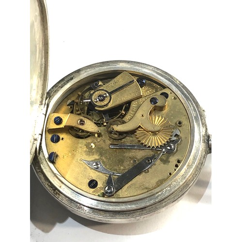 274 - Antique chrono micrometer silver pocket watch fully wound will tick but stops and no warranty given ... 