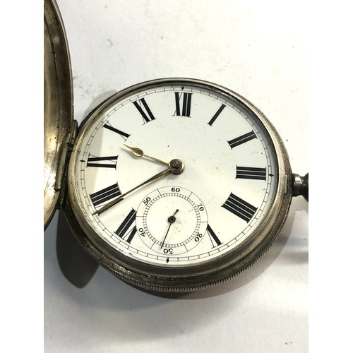 275 - Antique silver waltham mass full hunter pocket watch winds and ticks missing glass but no warranty g... 