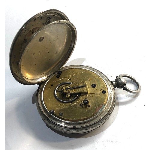 275 - Antique silver waltham mass full hunter pocket watch winds and ticks missing glass but no warranty g... 