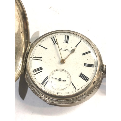 276 - Antique silver full hunter waltham mass pocket watch non working spares or repair